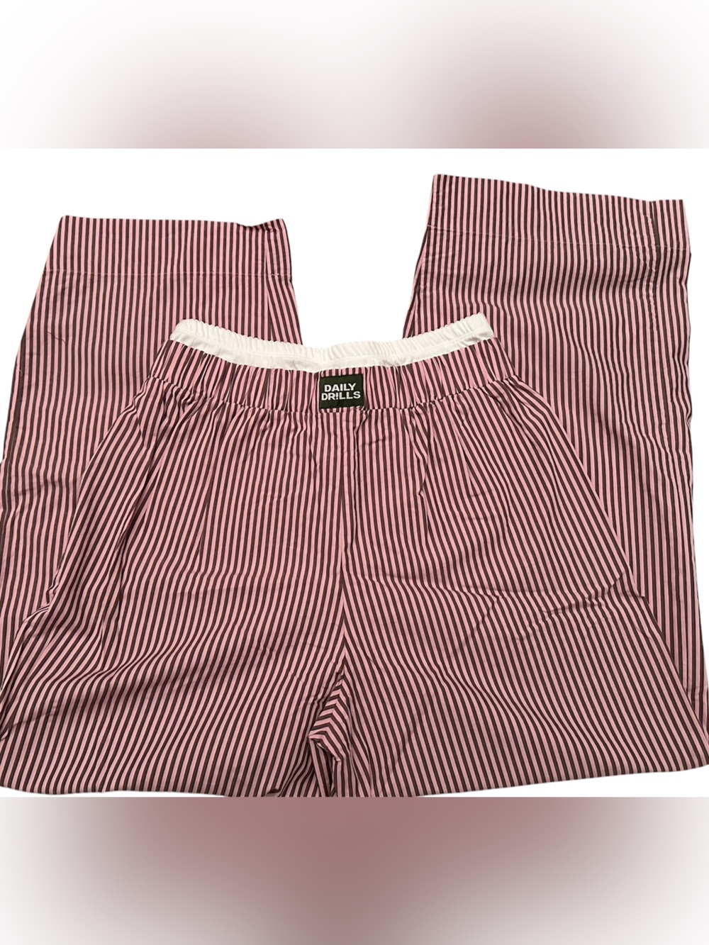 Daily Drills Pointelle Layered Resort Pants!  Mocha and Pink Striped- Size M/L - Picture 5 of 6